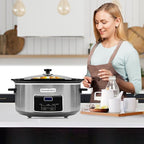 Magnifique 8-Quart Digital Programmable Slow Cooker with Timer - Small Kitchen Appliance for Family Dinners - Serves 10+ People - Heat Settings: Keep Warm,