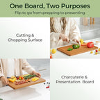 Extra Large Bamboo Cutting Board for Kitchen - 18 Inch Wood XL Cutting Boards with Juice Groove and Handles, Wooden Chopping Board for Meat, Cheese, Fruit & Vegetables (Pre Oiled, Brown)
