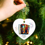 Accordion Ceramic Ornament 2025, Customized Name & Year Accordion Xmas Ornament Gifts for Accordionist, Musical Instrument Ceramic Ornaments Christmas, Accordionist Christmas Ornaments Keepsake Tree
