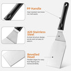 Stainless Steel Spatula Set of 3, Small Metal Spatulas for Cooking Cast Iron Skillet - Fish Turner Hamburger Spatula Griddle Grill Spatulas - for Grill, Pancake, Fish, Hamburger, Egg