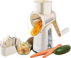 Chef Power Premium Quality 5 in 1 Cheese Grater Hand Crank - Stainless Steel Rotary Cheese Grater for Effortless Grating - Durable and Ergonomic Design for Professional and Home Use (Beige)
