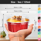 EUSOAR Cupcake Liners Aluminum with Lids, 100Pcs 5oz 125ml Aluminum Foil Muffin Liners Cups, Disposable Aluminum Foil Cupcake Baking Cups Ramekins Holders Cases Boxes Pans with Lids