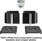 Ninja DZ550 Foodi 10 Quart 6-in-1 DualZone Smart XL Air Fryer with 2 Independent Baskets, Smart Cook Thermometer for Perfect Doneness, Match Cook & Smart Finish to Roast, Dehydrate & More, Grey