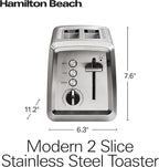 Hamilton Beach 2 Slice Toaster with Extra-Wide Slots, Bagel Setting, Toast Boost, Slide-Out Crumb Tray, Auto-Shutoff & Cancel Button, Defrost Function, Stainless Steel (22794) (Pack of 2)