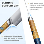 FINTISO Chef Knife 8 inch Kitchen Knife in S35VN Powder Steel Core Japanese Chef Knife, 7-Layers Clad Steel Cooking Knife Super Sharp Knife for Kitchen with Celestial Resin & Wood Handle Gift Box