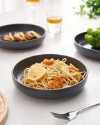 famiware Milkyway 33 oz Bowl Set, Pasta Bowls Set of 6, Salad Bowls Perfect for Your Friend for Housewarming, Thanksgiving, Christmas, Matte Dark Charcoal
