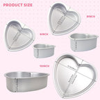 Heart Shaped Cake Pan Aluminum Cake Pans Heart Cake Tin Baking Cake Mold for Valentine's Weddings Birthday Party (3, 6 inch,8 inch,10inch)