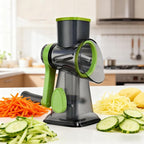 Multi-functional hand-cranked vegetable slicer, drum slicing and shredding vegetable slicer, cheese slicing and shredding kitchen small tools, 3 replaceable blades