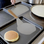 Extra-Large Stainless Steel Wide Spatula Turner Strong Wooden Handle - Dishwasher Safe Kitchen Utensil - Heavy Duty Oversized Metal Lifter Grilling, Cooking, Baking Cake & Cookies pancake spatula
