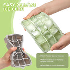 Silicone Ice Cube Trays with Lid, Set of 4, Easy Release Ice Molds, Reusable and Stackable Ice Trays for Freezer for Cocktail, Whiskey, Baby Food, BPA Free (green)