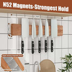 Magnetic Knife Strip, 16 Inch Magnetic Knife Holder for Wall with N52 Strong Magnets, Premium Oak Wooden Knife Magnetic Strip Organizer for Kitchen Knives & Tools,No Drilling