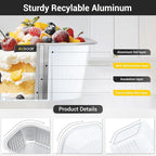 EUSOAR Disposable Ramekins with Lids, White 10oz 50pcs Creme Brulee Ramekins, Aluminum Foil Baking Cups, Square Cupcake Pans, Mini Cake loaf Bread Containers
