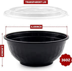 POPMISOLER 150 Pcs Stackable Meal Prep Bowl Containers,36 OZ Food Takeout Bowls Reusable,Black Disposable With Lids,Microwavable Dishwasher Safe Leak Resistant for Noodle Soup,Salads&Ramen Bow (36oz)