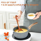 Wooden Spoons for Cooking, 1 Pcs Natural Teak Wooden Cooking Spoons for Non-Stick