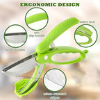 Salad Scissors with Double Blades, Lettuce Chopper for Chopped Salad, Green