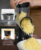 Rotary Cheese Grater Hand Crank, Cheese Shredder/Slicer/Chopper with Large Caliber and Strong Suction Base, 3 Blades for Potatoes/Nuts/Vegetables, Easy to Use Clean for Home