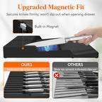 Lifewit Magnetic Drawer Knife Organizers Insert, Kitchen Plastic In Drawer Knife Block Slots for 16 Knives and 1 Sharpening Steel, Extra Large Steak Chefs Knives Holder Storage Sets, Black