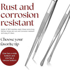 Namre' Tweezer Tongs for Cooking -Plating - 2 Pack Stainless Steel Cooking Tongs - Thin Chopstick Precise & Strong Chef Tweezers for Food & Small Objects - 12 Inch - (Silver)