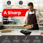 OuiChef Chef Knife Bag for 10 Knives & Utensils - Waxed Canvas & Vegan Leather - Travel Knife Case with Straps - Professional Chef Roll Bag