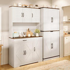 71" Kitchen Pantry Cabinet with Charging Station, Buffet Sideboard for Coffee Maker & Toaster, Storage Cabinet for Snacks, Spices & Wine, Fits Kitchen, Dining Room & Coffee Bar，White
