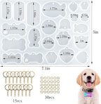 Actvty Pet Tag Resin Mold Silicone, Dog Tag Molds for Resin, Dog Bone Cat Shaped Keychain Silicone Resin Molds with 15Pcs Keychains DIY Crafts Making Tag Charm Pendant