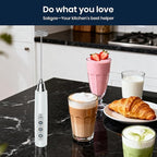 Milk Frother Rechargeable Handheld-Electric Whisk 3 Speed Adjustable, Coffee Frother Wand with 3 Stainless Whisks, Electric Foam Maker, Drink Mixer Blender for Latte Cappuccino Matcha Egg