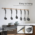 Lazycorner Kitchen Utensil Set 9-Piece Stainless Steel 304 Polished Mirror Finish Cooking Spoons, Slotted Spoon, Turner, Spatula, Pasta Spoon– Dishwasher Safe, Rust-Resistant
