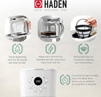 HADEN Coffee Machine, 12 Cup Drip Coffee Maker Bundled with Heritage 1.7 Liter Stainless Steel Electric Kettle, Ivory & Chrome