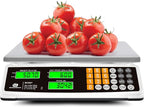 Price Computing Scale 88lb/40kg Commercial Food Scale for Produce Meat Weighing, LCD Display and Green Bright Backlight for Farmers Markets, Meat Shop, Deli, （Not for Trade）