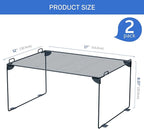 Neudeco Stackable Cabinet Shelf Organizer - 2 Pack Metal Mesh Stacking Shelves for Kitchen, Closet, Bathroom, Countertop and Cabinet -Gray
