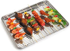 Baking Sheet with Rack Set, Yododo Set of 4 (2 Sheets + 2 Racks), Stainless Steel Cookie Sheet Baking Pan Tray with Cooling Rack, Non Toxic & Heavy Duty & Easy Clean - Size of 16 inch