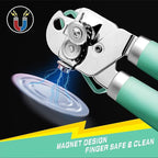 PrinChef Can Opener Manual, Can Tin Bottle Opener with Magnet - No-Trouble-Lid-Lift, Handheld Can Opener Smooth Edge with Sharp Blade, Heavy Duty and Easy to Use, for Seniors with Arthritis, Green