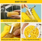 2 Pcs Stainless Steel Corn Peeler and Stripper Tool Set, Corn Stripper Cob Stripper Tool,Corn Stripper for Corn on the Cob Remover Tool，Corn Thresher with Ergonomic Handle，Kitchen Gadget