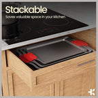 18-Piece Kitchen Oven Baking Set: Nonstick Gray Marble Coating, Carbon Steel Bakeware, Silicone Handles, Dishwasher Safe, Professional Quality, PFOA-Free