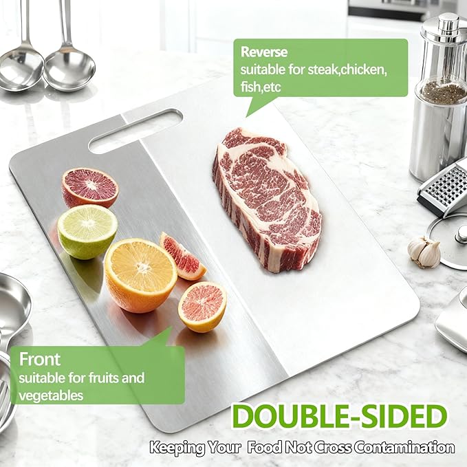 Titanium Cutting Board,100% Pure Titanium Cutting Boards for Kitchen,2026 New Non Toxic,Double-Sided Food Grade Chopping Board for Meat,Vegetable,Fruit,Outdoor Camping(S+M+L-3PC)