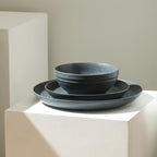 Stone Lain Elio 24-Piece Dinnerware Set Stoneware, Plates and Bowls Set, Dish Set for 8, Blue