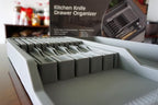 Knife Holder, In Drawer Knife Block Holder with Expandable Cutlery Tray Kitchen Drawer Organizer Insert-Holds 11 Knives for Save Space & Kitchen Safety (Drawer knife holder, Plastic)