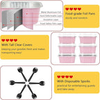 5oz/80pack Mini Cake Tins Cupcake Pan with Lids,LNYZQUS Aluminum Foil Baking Cups,Disposable Ramekins Small Brownie Muffin Pans Mini Cheesecake Containers for Home Bakery-Pink