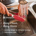 Starpack 'Get a Grip' Silicone Kitchen Tongs for Cooking 9 Inch - BBQ Silicone Tongs for Grill Heat Resistant to 600°F - Stainless Steel Utensils with Non Stick Rubber Tips for Serving Food