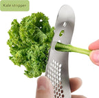 Garlic Press Rocker & Silicone Peeler, Stainless Steel Garlic Mincer, Herb Stripper & Leaf Zipper