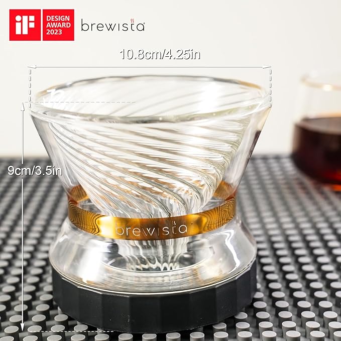 Brewista Tornado Duo Pour Over Coffee Dripper, Insulated Double Wall Glass, Easy-To-Clean Drip Coffee Maker for Home & Office(1-2 Cups)