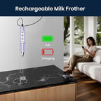 Milk Frother with Stand Rechargeable- Handheld Coffee Frother with 3 Stainless Whisks 3 Speed Adjustable, Electric Whisk Drink Mixer, Foam Maker Blender for Matcha Latte Cappuccino Chocolate