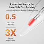 Professional Meat Thermometer Digital, Ultra-Fast 0.5 Sec Instant Read, NIST Certified ±0.5°F Accuracy, 100% Waterproof, Auto-Rotating Backlit Display, Lift-to-Wake, for BBQ/Candy, Orange&Gray