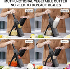 Safe Mandoline Slicer for Kitchen, Meal Prep,Potato Slicer, Adjustable/Easy to Clean/Storage, Kitchen Chopping Artifact,French Fry Cutter,Paring Knife/Cleaning Brush (only Slice, Black Knight)
