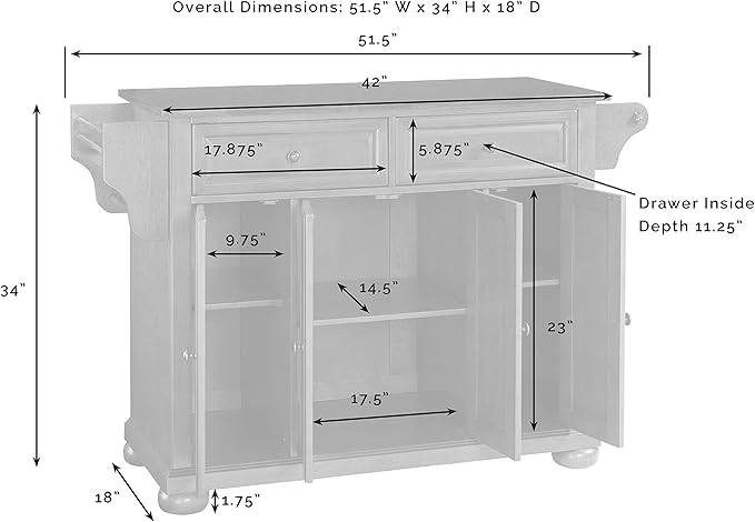 Crosley Furniture Alexandria Granite Top Rolling Kitchen Island Storage Cart, Microwave Stand, Spice Rack, Cherry