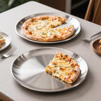 Pizza Pan 10 Inch Set of 2 for Oven, Non-Stick Stainless Steel Pizza Steel, Durable Non-Toxic Round Pizza Pans for Cookie Pizza Pie Cake, Dishwasher Safe & Easy Clean