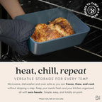 Ceramic Coated Glass Food Storage Container | No PTFE, PFOA, PFAS, and BPA | Reusable Non Toxic Meal Prep Container with Glass Lid | Easy To Store | 11 Cup Rectangle [Dusk]