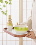 ZENS Matcha Whisk Set, 5pcs Matcah Kit Includes Ceramic Bowl with Spout, Handcrafted Bamboo Whisk, (Chasen) Holder, Scoop & Tea Mat, Matcha Set Gift for Tea Ceremony, Green