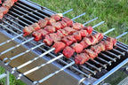 BBQ Shish Kabob Skewers, Kebab Skewers 17.7" Stainless Steel Reusable Flat BBQ Sticks for Meat Chicken Shrimp and Vegetable(8-Pack)