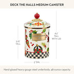 MACKENZIE-CHILDS Enamel Canister, Kitchen Storage Container with Lid, Medium, Deck the Halls